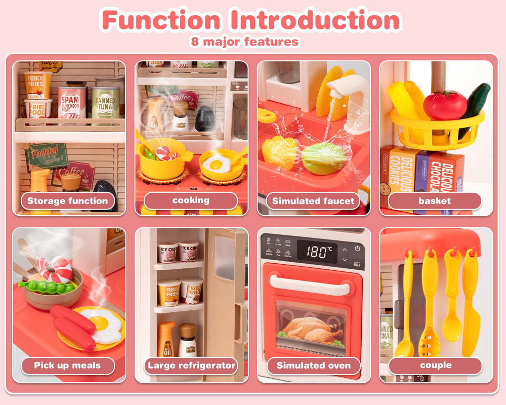 POFJOEQ Kids Kitchen Play Set realistic sounds enhance pretend meal time.