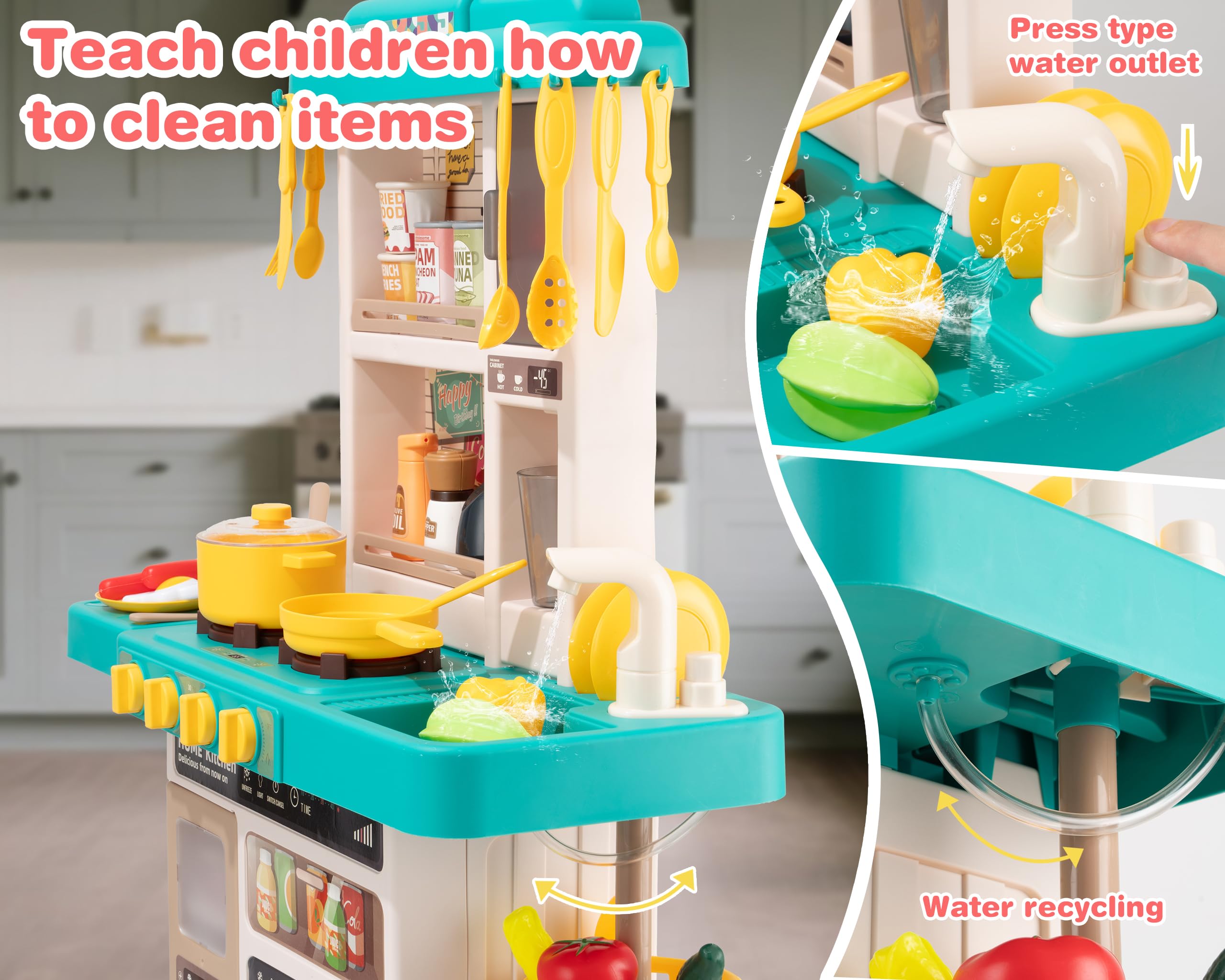 POFJOEQ red spray bottle adds interactive water spray moments for dynamic cooking play.