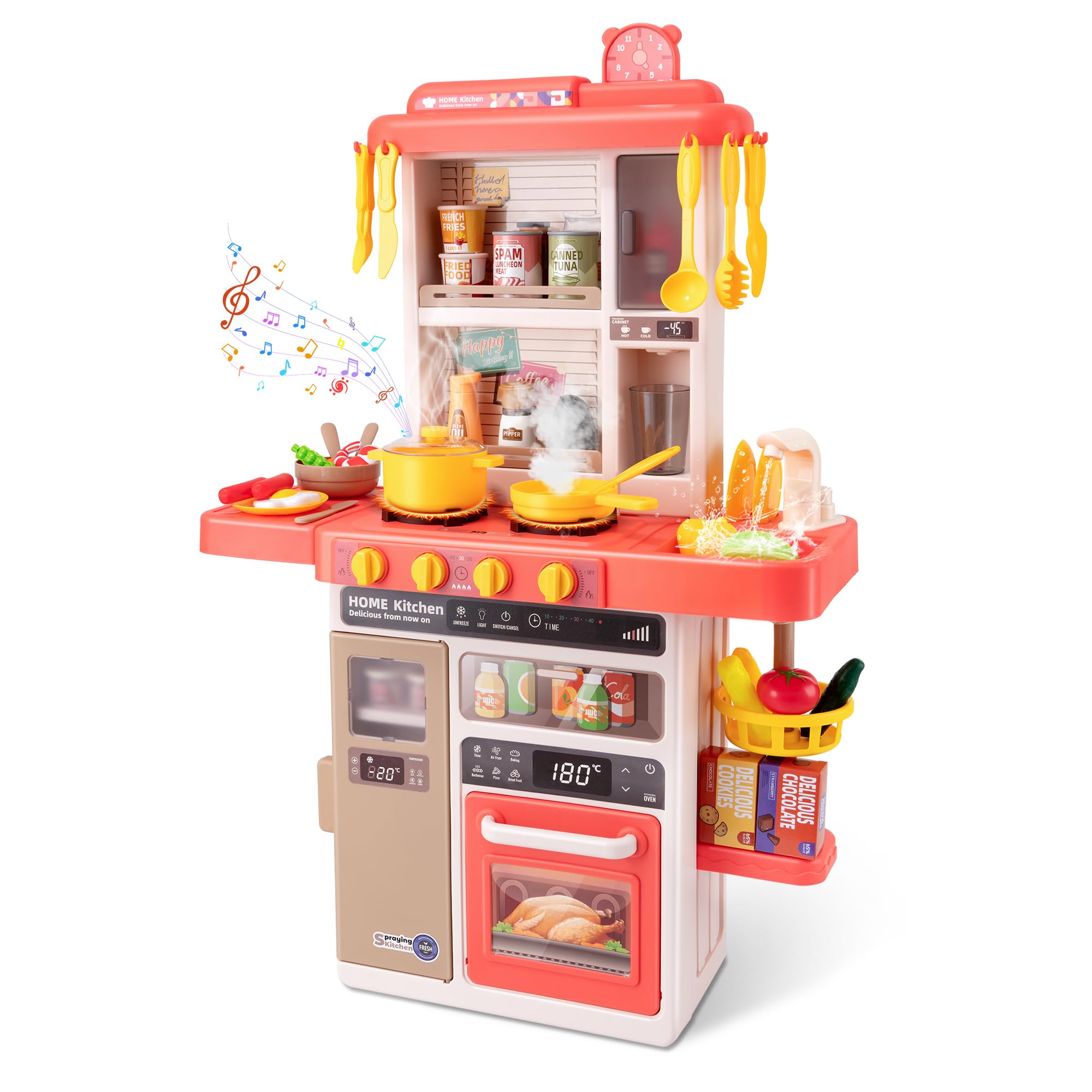 POFJOEQ Kids Kitchen Play Set stove lights for immersive cooking play.
