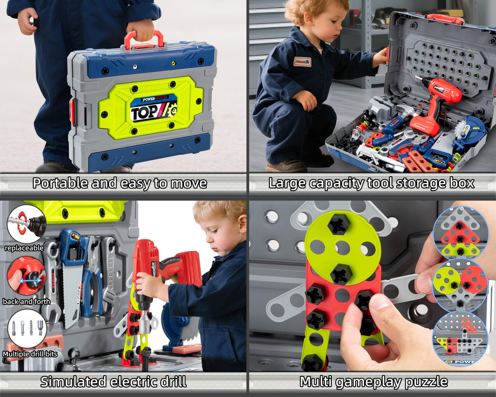 POFJOEQ puzzle board and storage bins help keep parts organized