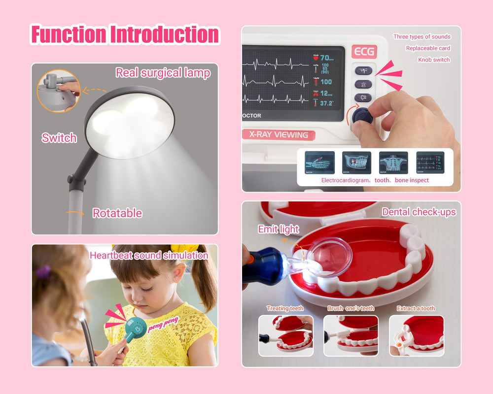 POFJOEQ stem doctor playset dental kit and nursing supplies support cooperative play sessions.