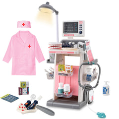 POFJOEQ stem doctor playset packaging showing educational toy for imaginative toddler play.