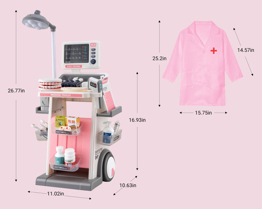 POFJOEQ stem doctor playset stethoscope in use promotes sensory exploration and role-play.