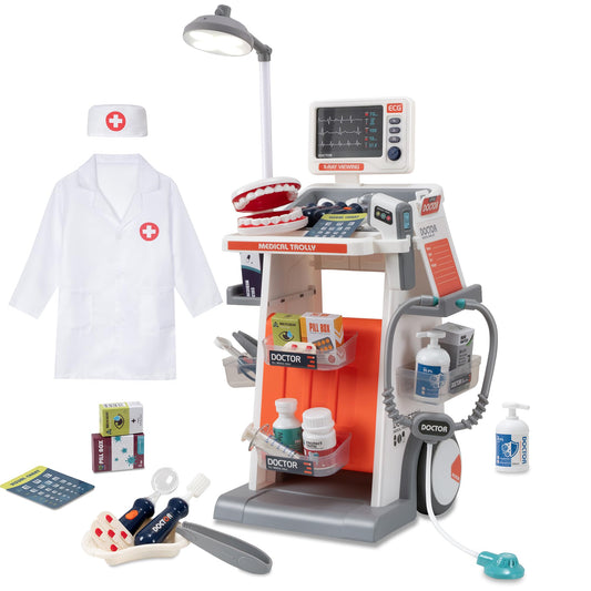 POFJOEQ STEM Doctor Playset stroller for organized pretend play at home