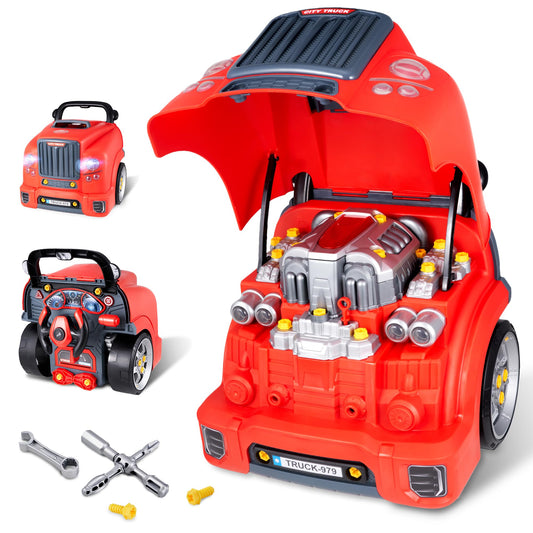POFJOEQ truck engine toy with removable parts for imaginative repair play.