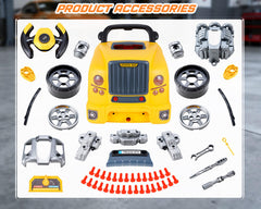 pofjoeq engine toy storage compartment to keep parts organized during playtime