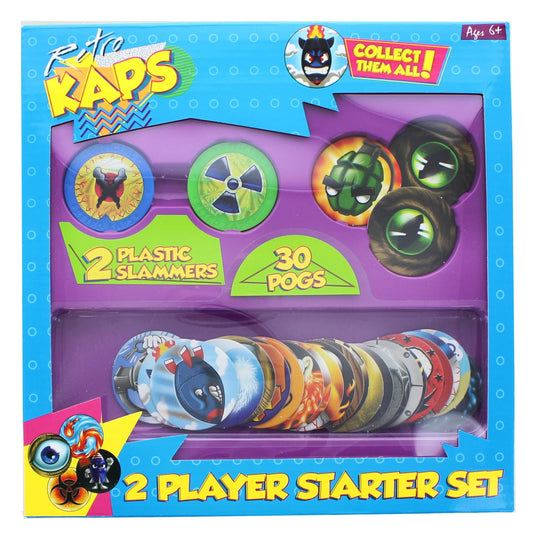 Pog Retro Kaps two-player starter kit front view shows compact design for easy setup.