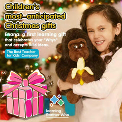 POHAHA AI Talking Gorilla educational content appears on a kid's table.