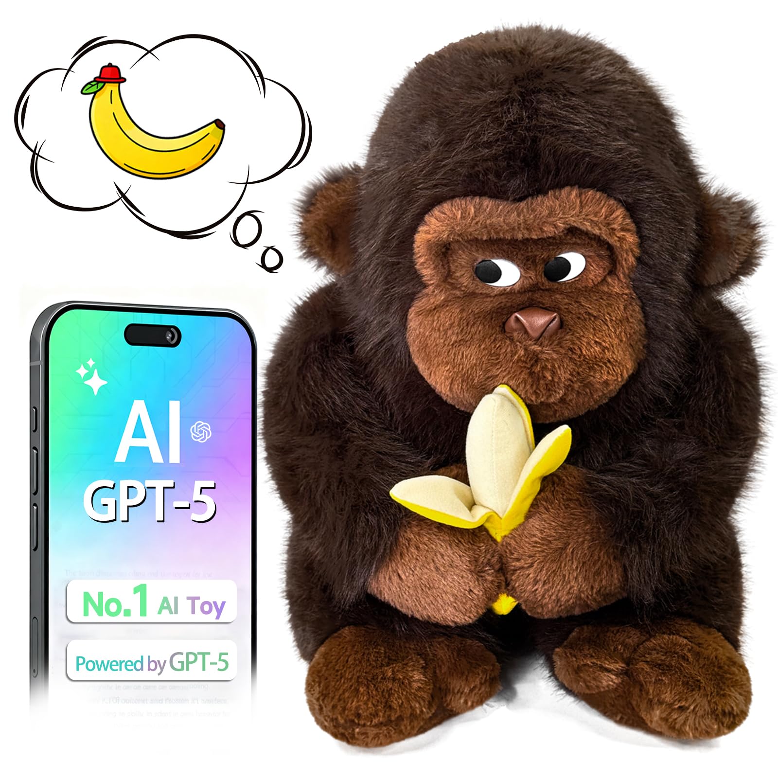 POHAHA AI Talking Gorilla face greets with a friendly expression for engaging conversations.