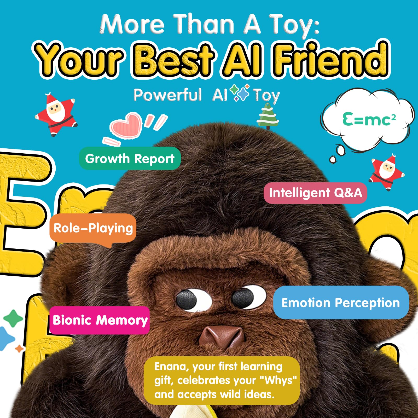 POHAHA AI Talking Gorilla light-up eyes add warmth during storytelling prompts.