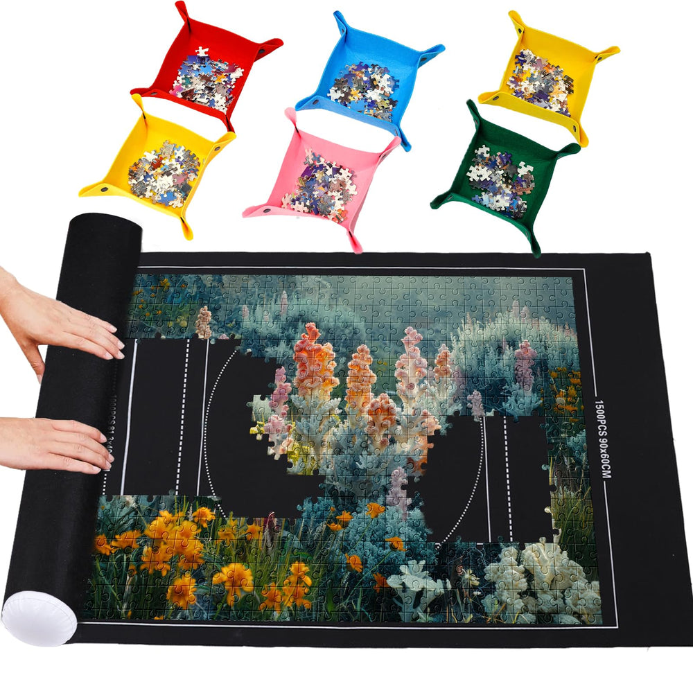 Pohxev puzzle mat roll-up with smooth top for secure piece handling