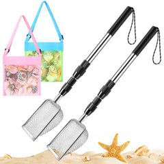 POILKMNI shark tooth sifter with extendable handle for easy beach treasure hunting.