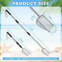 POILKMNI stainless steel scoop head designed for long-lasting use on wet sand.