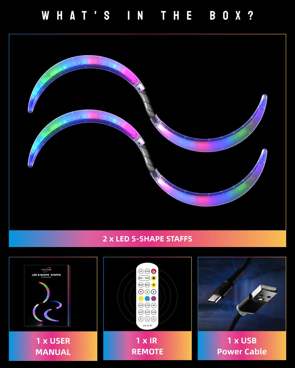 POILOVES LED POI Staff features 104 lamp beads for vivid visuals