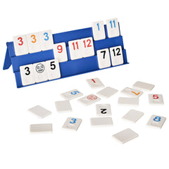 Point Games Classic Rummy Cube racks displayed in a neat three-tier setup.