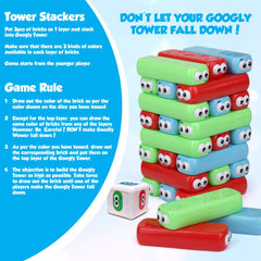 Point Games Googly Tower pegs and blocks ready for playtime challenge.