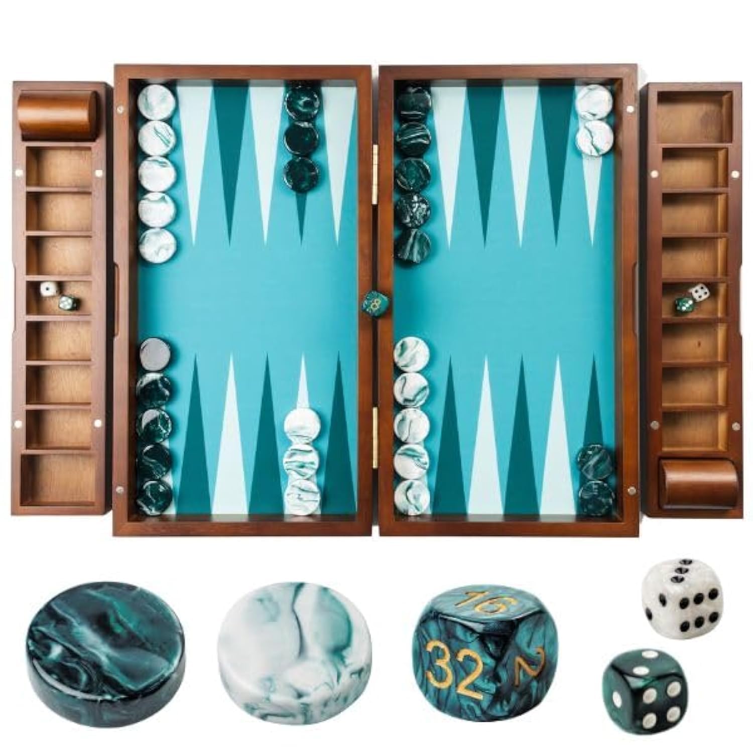 Pointworks 20 inch backgammon board with nest tray for organized play and quick setup