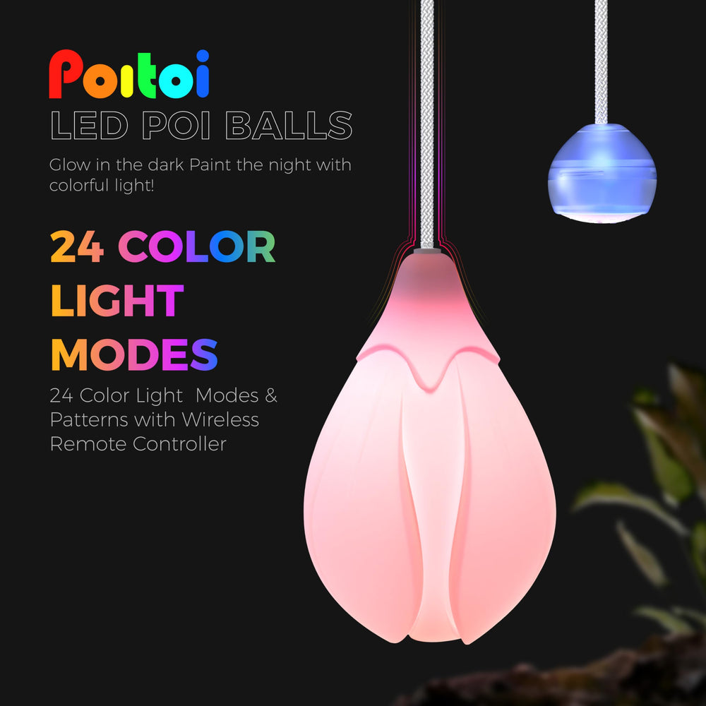 POITOI LED Poi Balls glow in a dark room for vivid practice