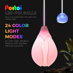 POITOI LED Poi Balls glow in a dark room for vivid practice