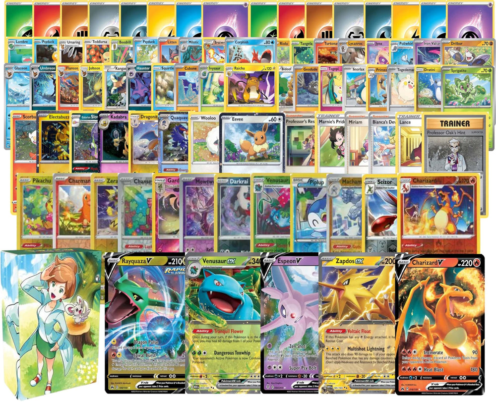 Pokemon 100-card bundle with official deck box keeps your collection organized.