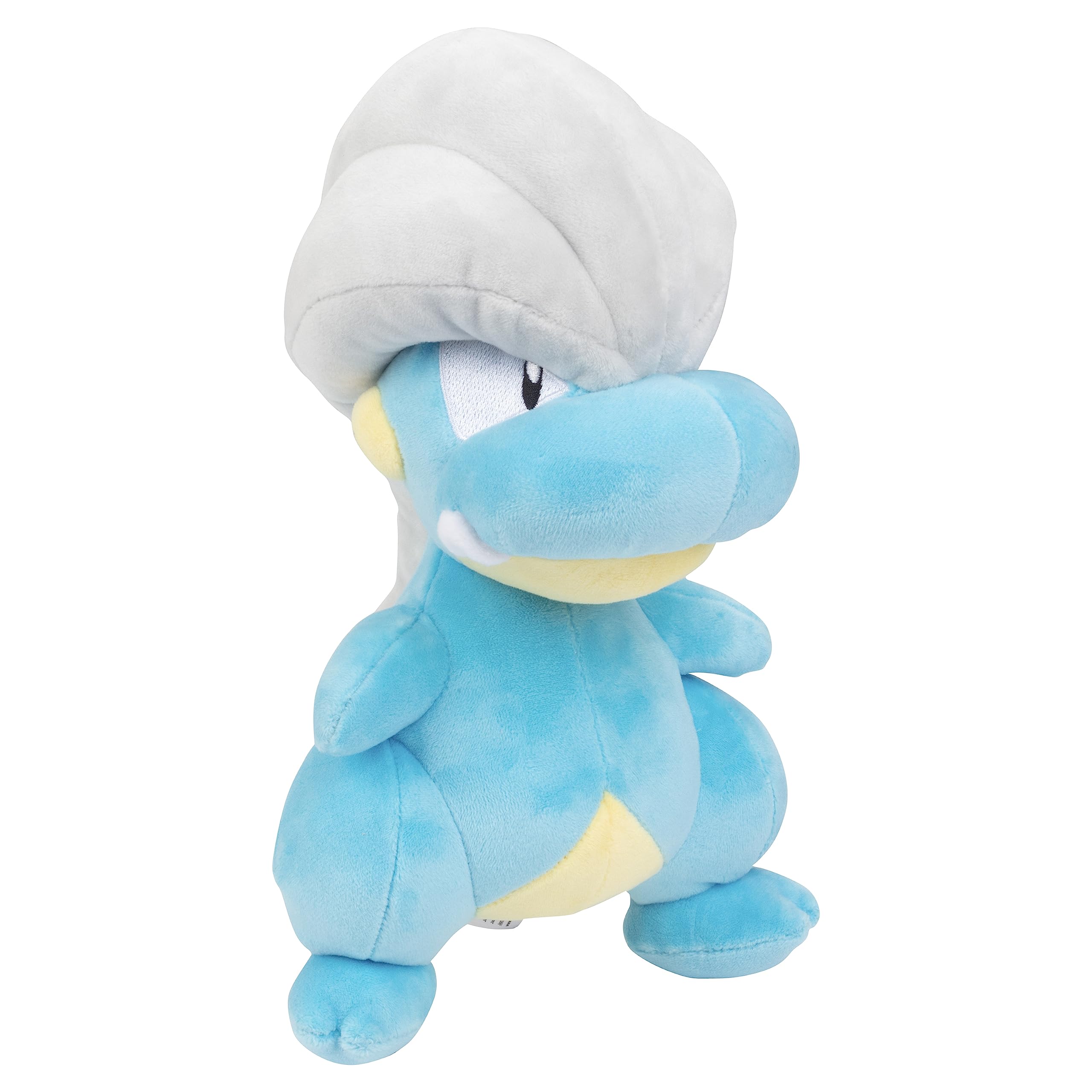 Pokémon Bagon 8-Inch Plush on backpack, ideal travel buddy.