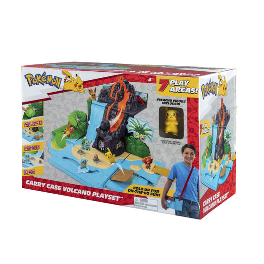 Pokemon Carry Case Volcano Playset features a winding whirlpool for action-packed play.