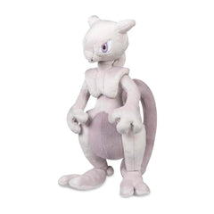 Pokemon Center Mewtwo plush front view, soft cuddle buddy for fans and collectors.