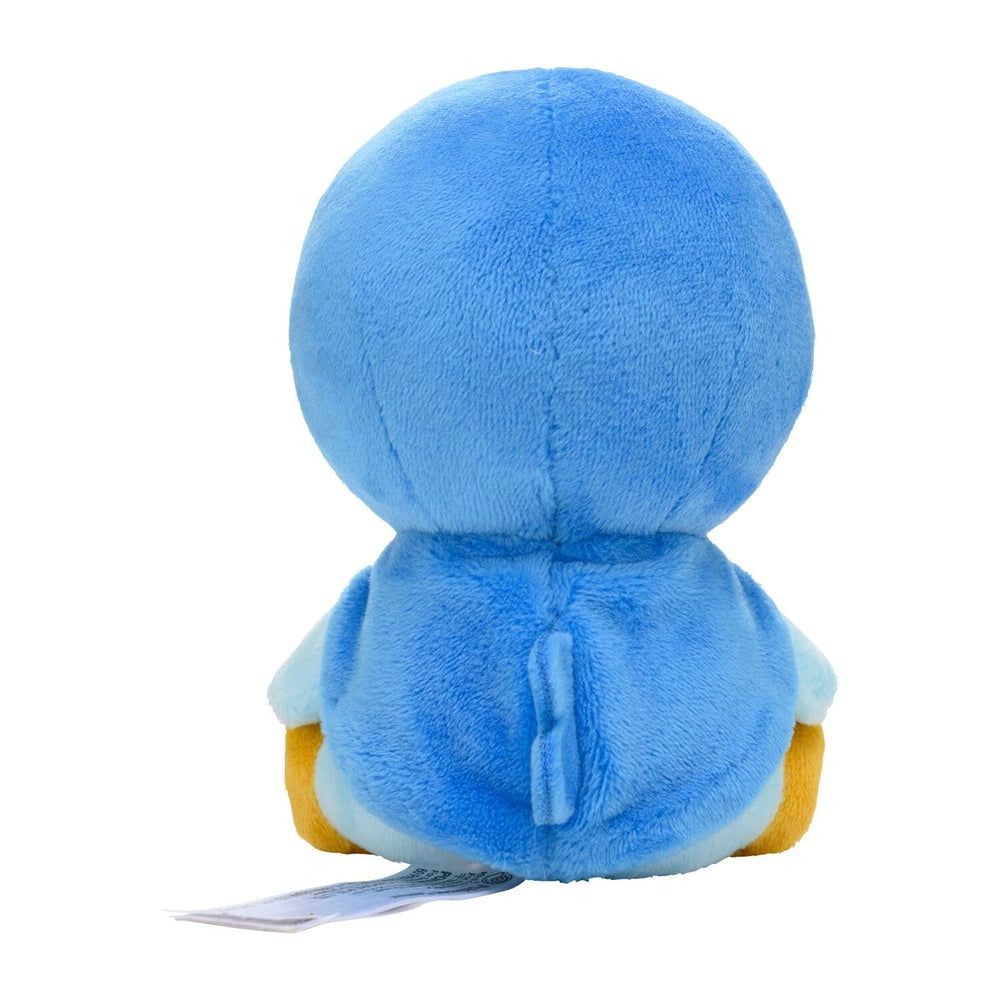 Pokemon Center Piplup Sitting Cuties plush side view, soft fabric for hugs