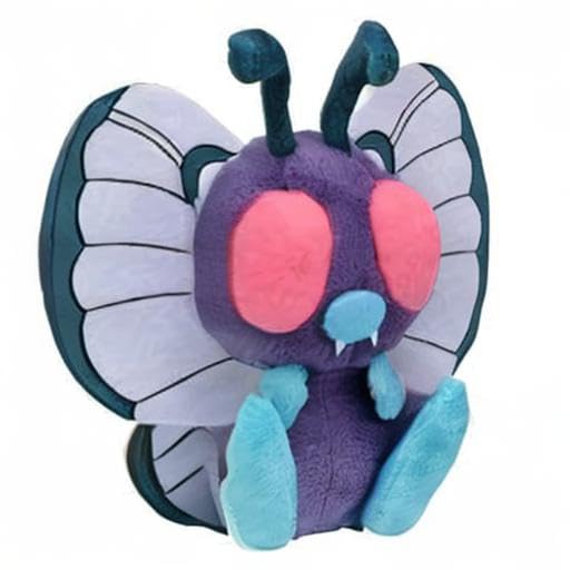 Close-up of Pokémon Center Butterfree plush #12 showing soft fabric and microbead fill
