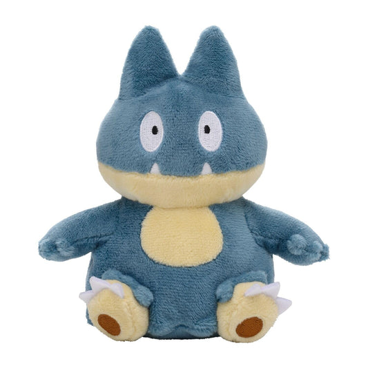 Pokémon Center Munchlax plush front view; soft fabric for cuddling and display.