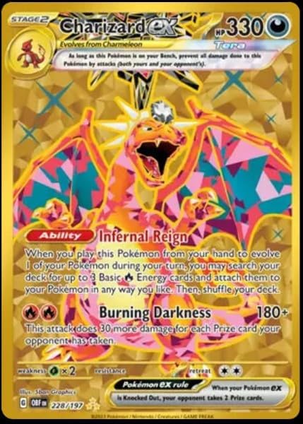 Pokemon Charizard ex Obsidian Flames gold holo card with hyper rare foil for collectors