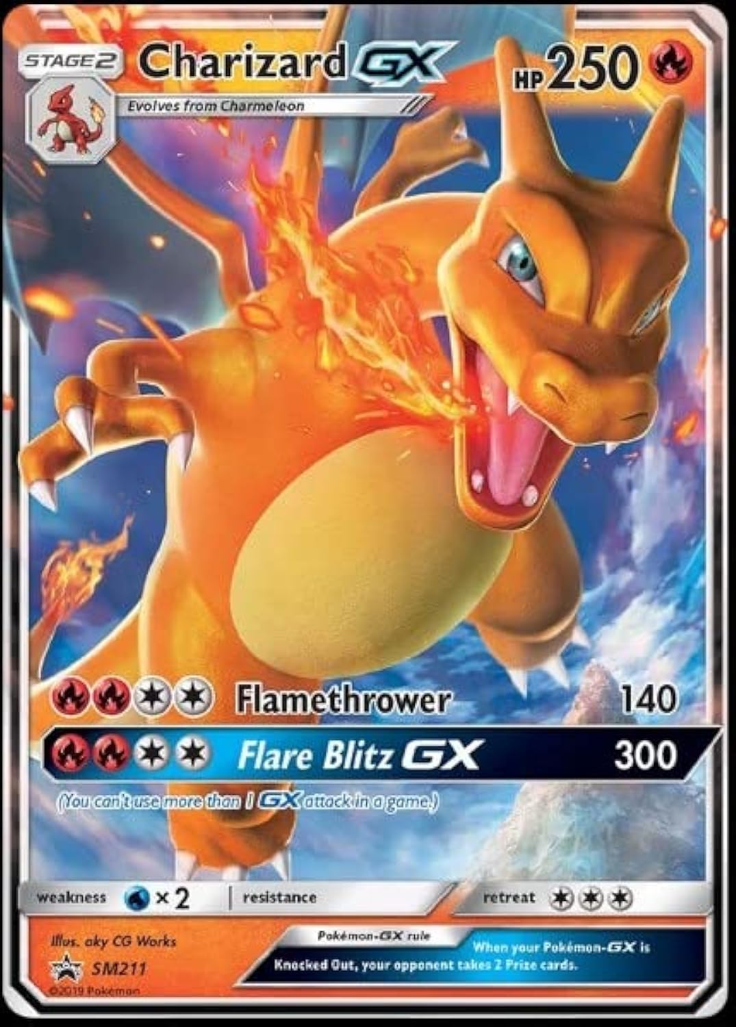 Pokémon Charizard GX Hidden Fates holo promo card for display and collection