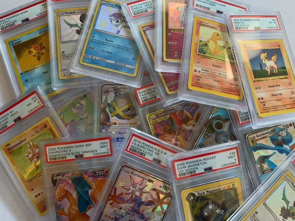 Collector's Pokémon card on shelf sparks conversations.