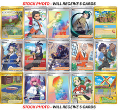 Pokémon full-art etched trainer card highlights unique character for fans.