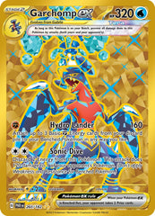 Pokémon Garchomp ex card from Paradox Rift with gold foil, ideal for display and collection.
