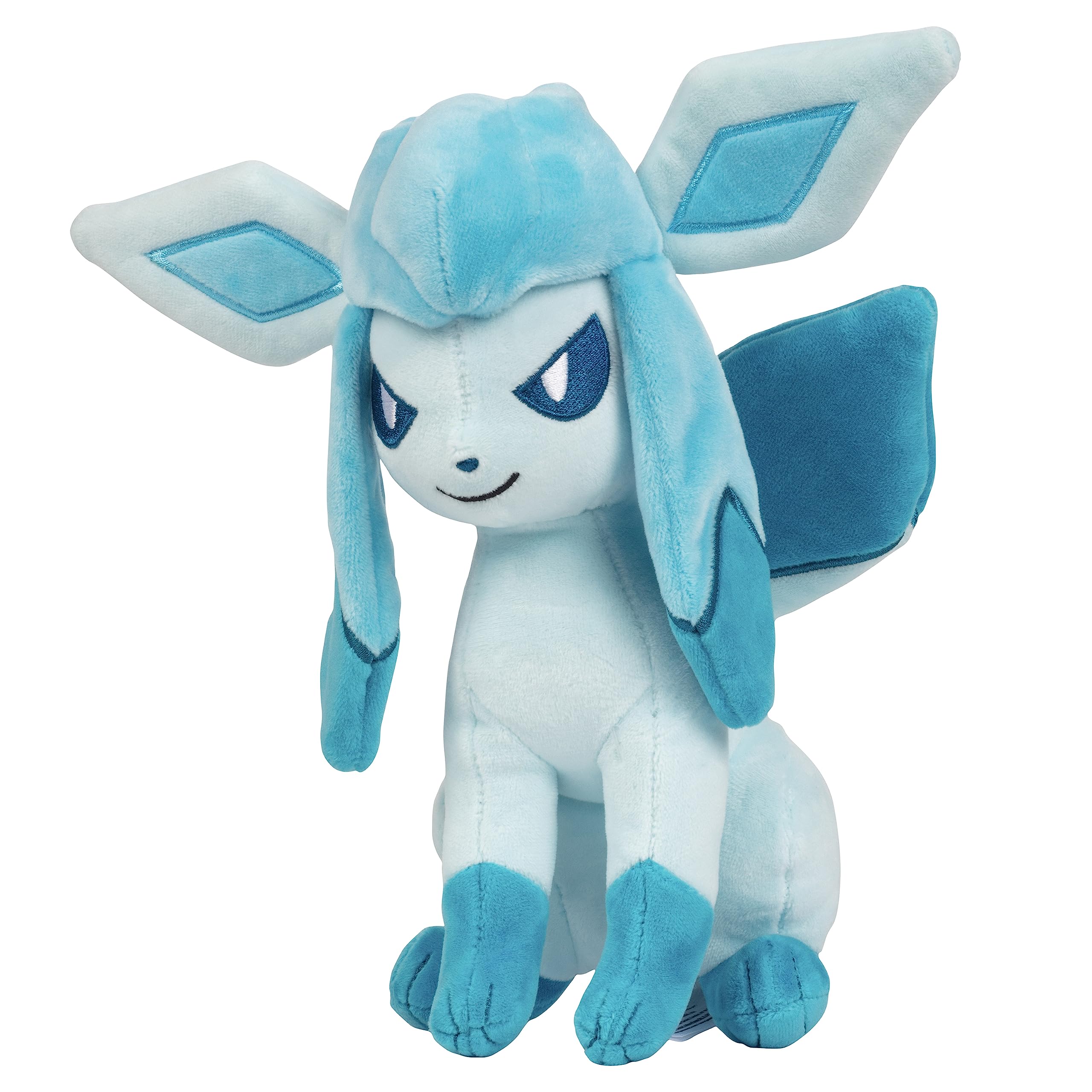 Pokemon Glaceon plush official licensed character with durable stitching.