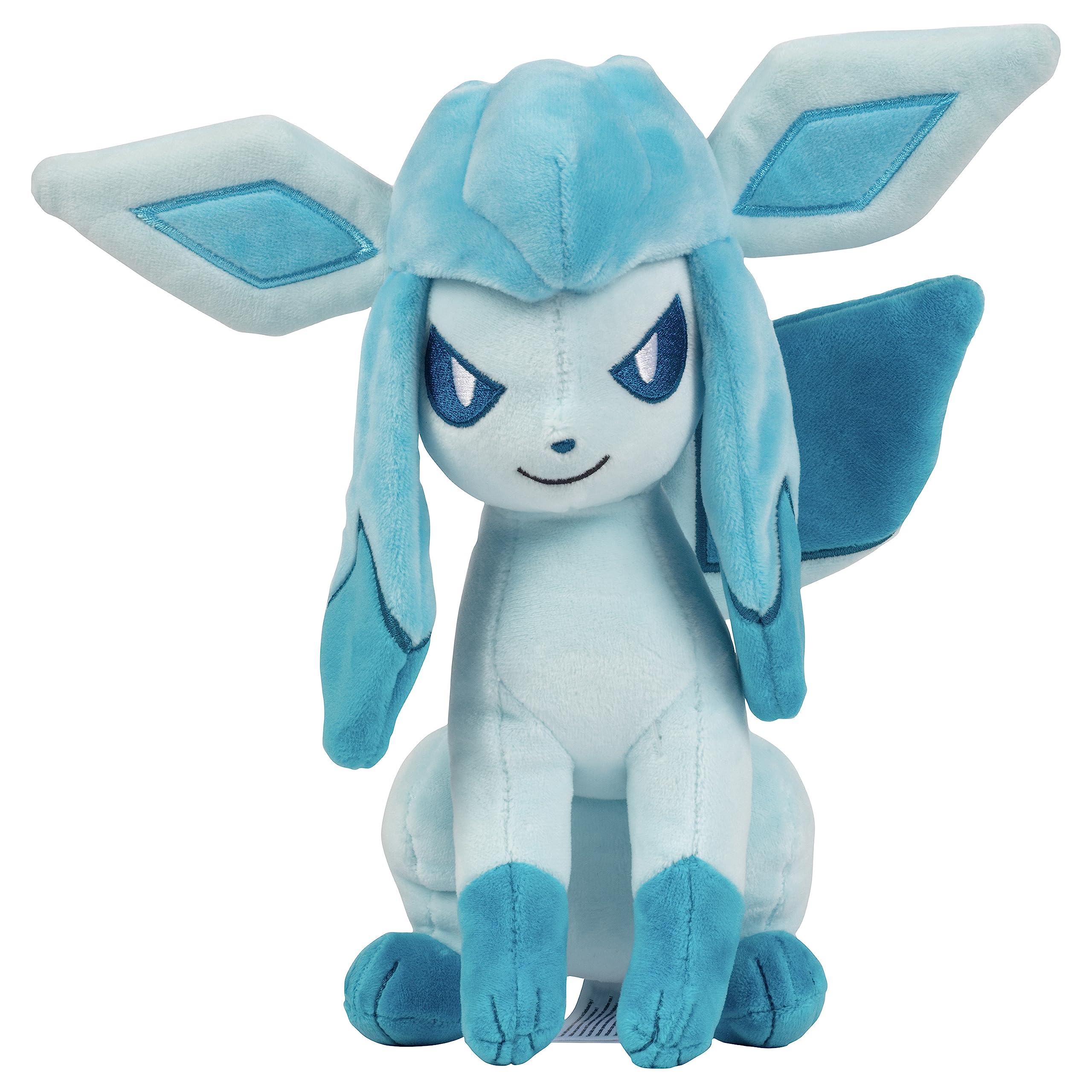 Pokemon Glaceon plush soft fabric for gentle snuggling.