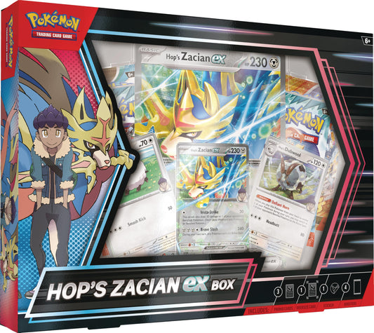 Pokémon Hop’s Zacian ex promo card with dynamic art and collector appeal.