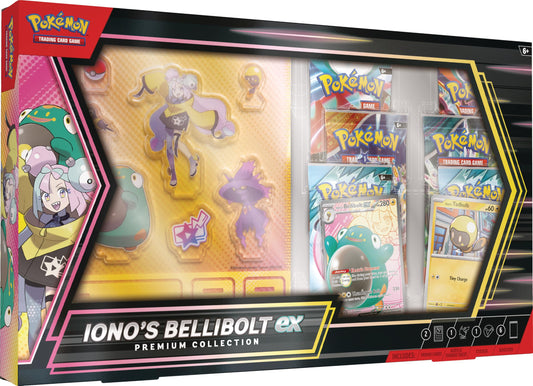 Pokemon Iono’s Bellibolt ex full-art promo card with vibrant energy artwork for collectors.