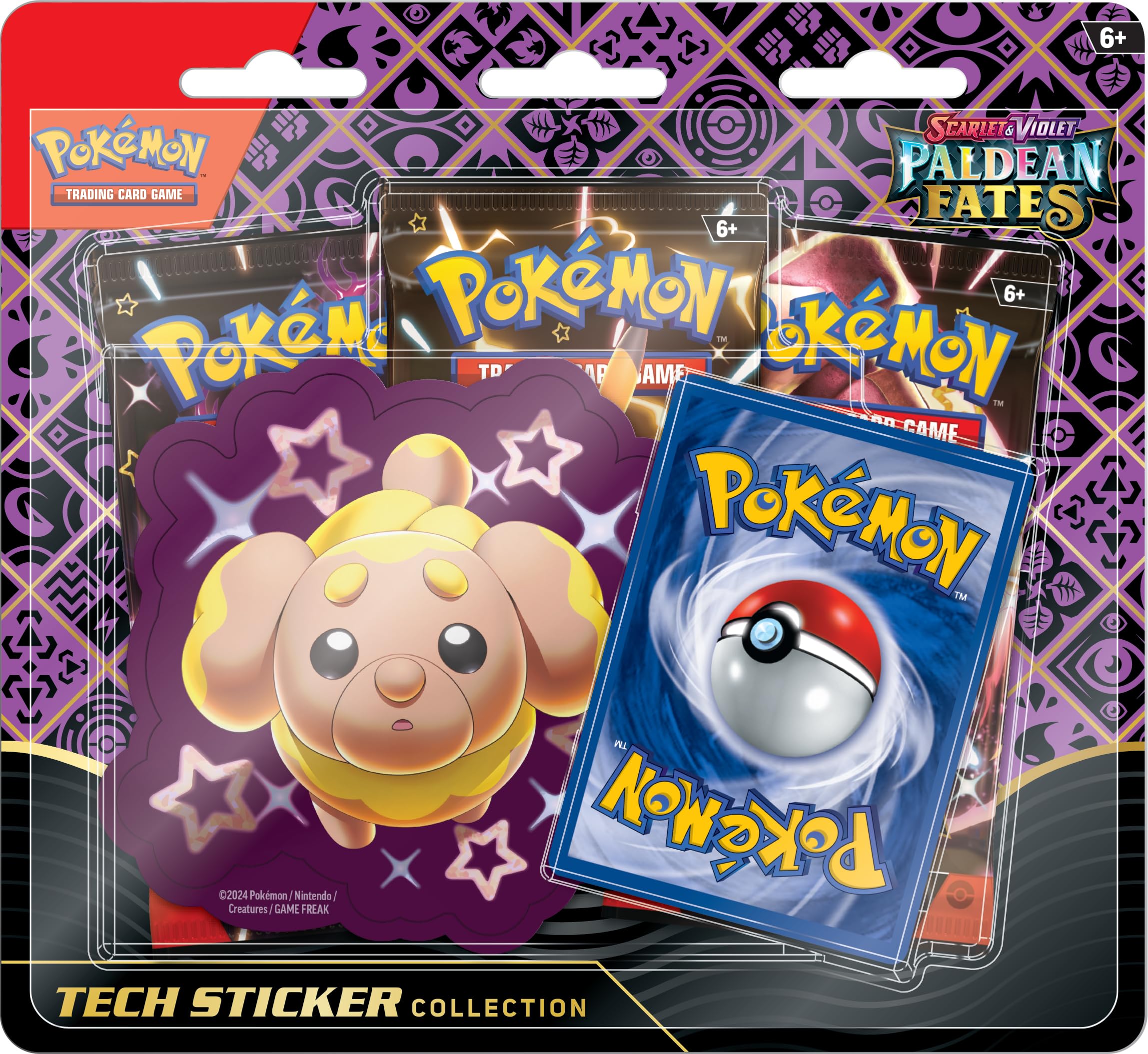Pokemon Paldea Fates tech sticker on a device display, ideal for quick customization and fan engagement.