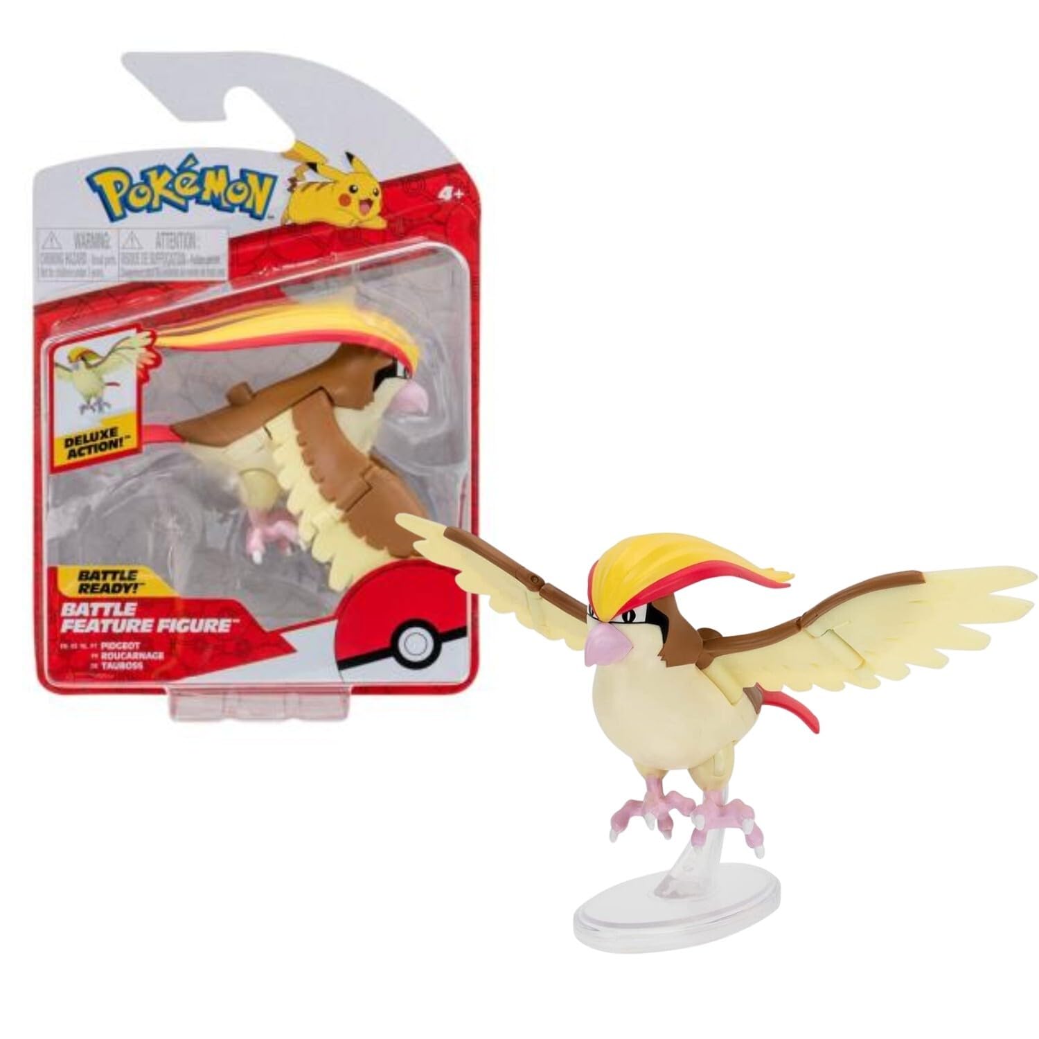 Pokemon Pidgeotto battle figure front pose showcases collectible quality for shelf display.