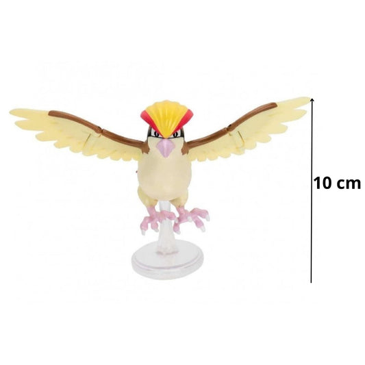 Pokemon Pidgeotto battle figure wing details capture crest and flight-ready pose for dioramas.