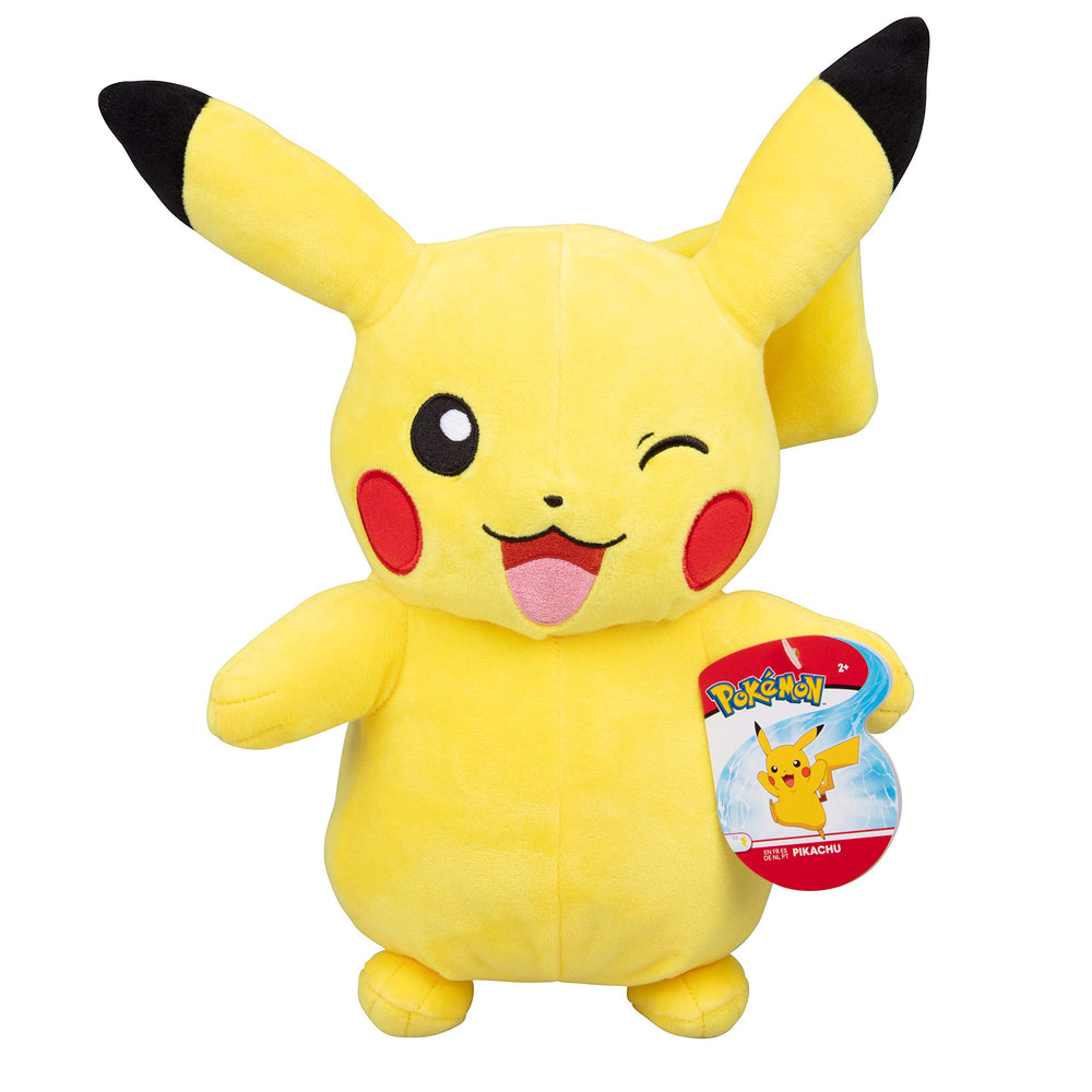 Travel-friendly Pikachu plush accompanies kids on trips and sleepovers.