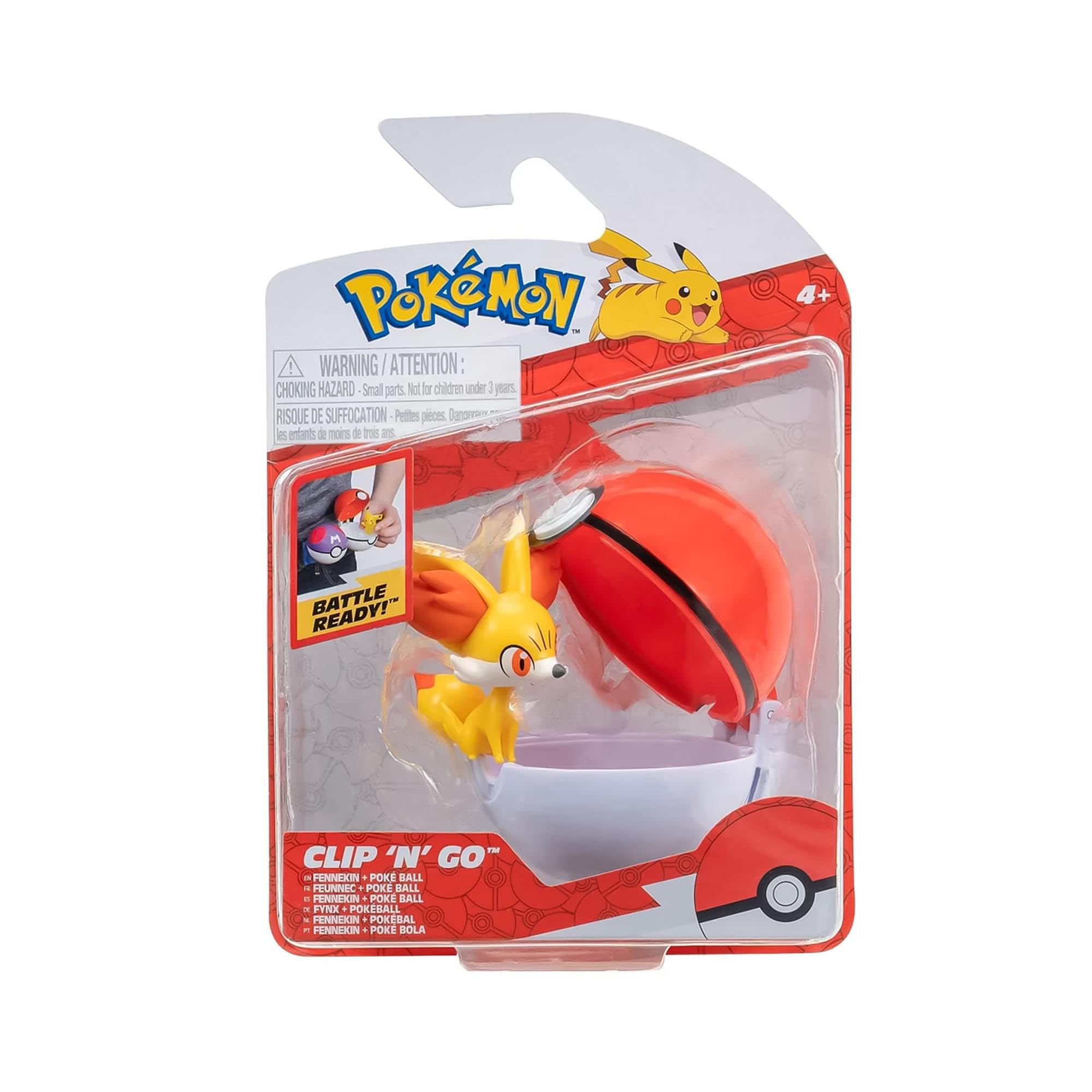 Pokémon PKW3132 back clasp open view showing figure extraction for quick on-the-go play.