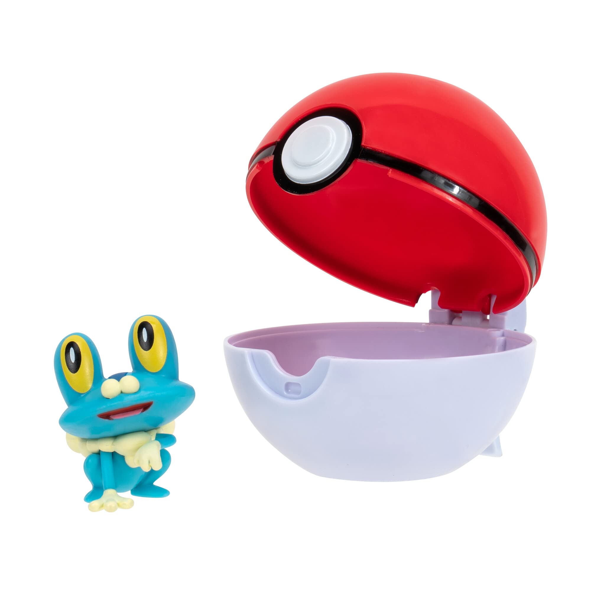 Pokémon PKW3133 Clip'n'Go Poke Ball opened at the back to reveal the figure.
