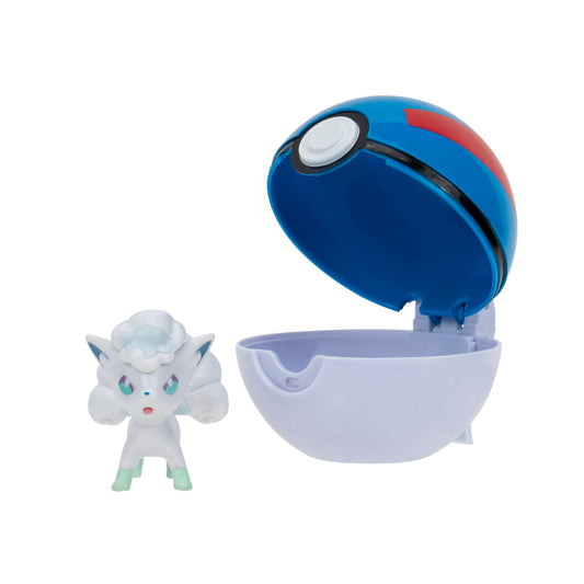 Pokémon PKW3135 ball opened to reveal Alola Vulpix, great for quick figure reveals.