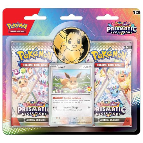 Pokemon Prism Evolutions metallic coin with reflective finish for a tactile display.