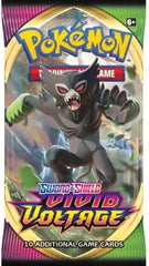 Pokemon SAS4 Vivid Voltage Booster Pack internal view with cards ready for exciting battles.
