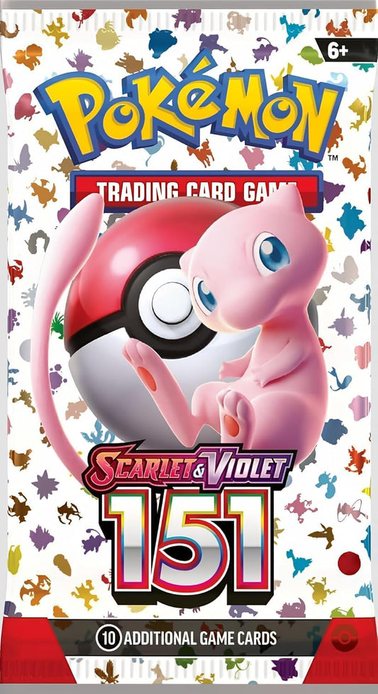 Pokémon Scarlet & Violet 151 booster pack front view featuring classic original Pokémon