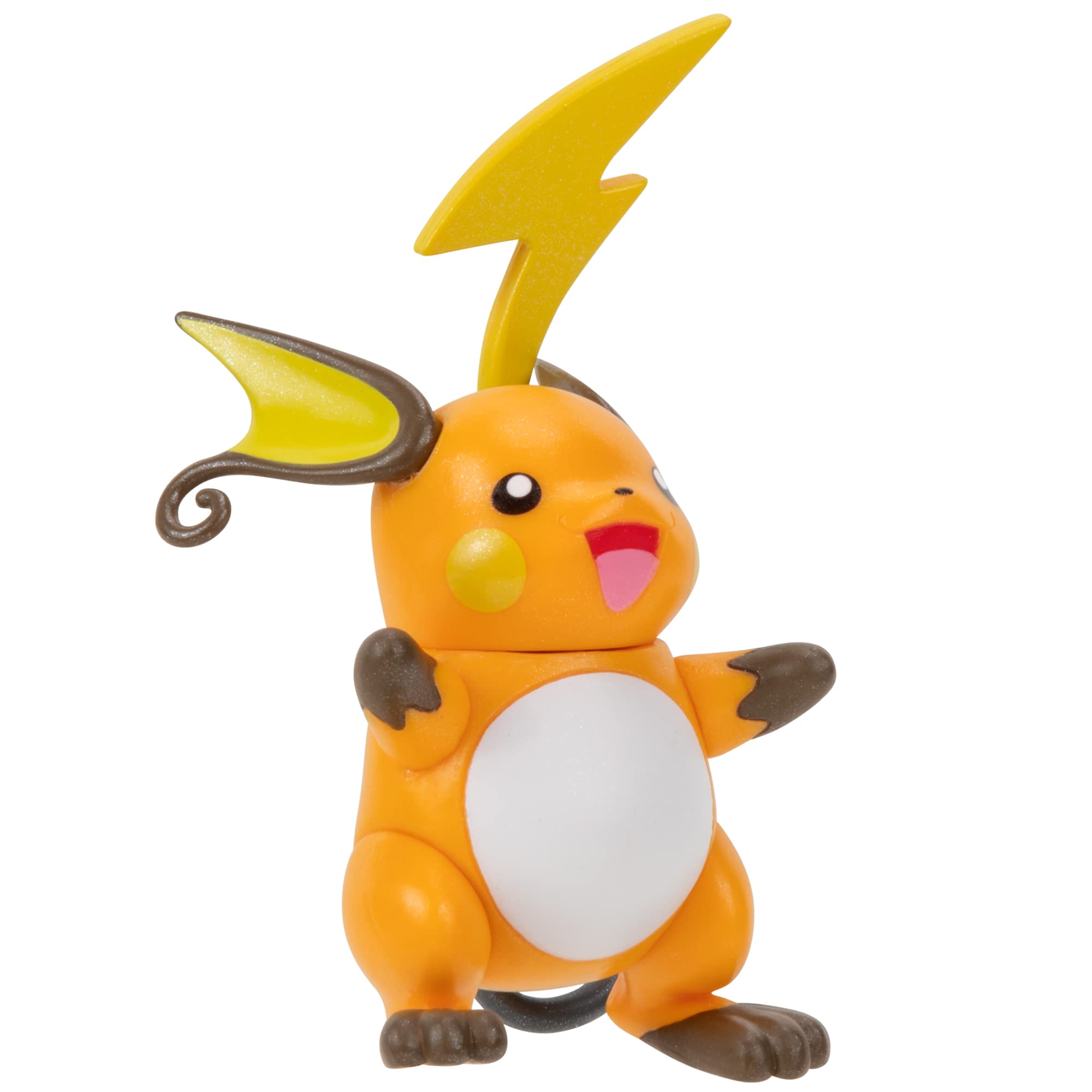 Pokémon Select Evolution 3-inch Raichu with articulated limbs for play.